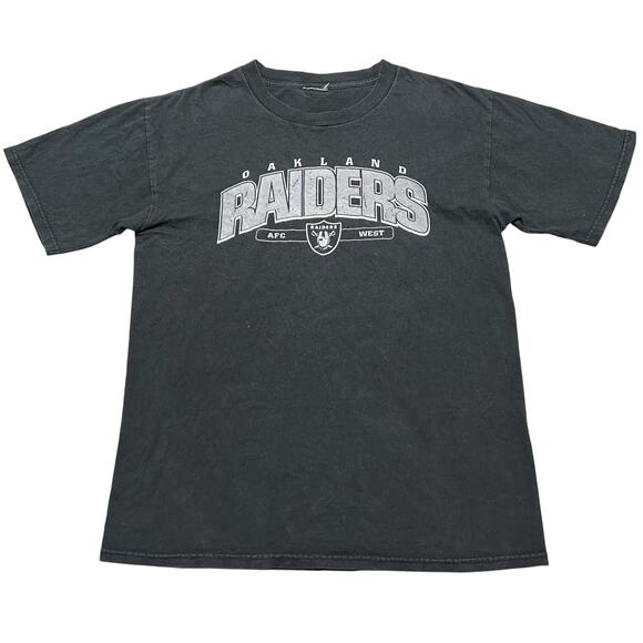 Vintage Y2K Oakland Raiders Black T-Shirt - Distressed Streetwear Tee - XL - Picture 1 of 6